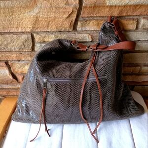 Sorial Brown And Grey Snakeskin Pattern Textured Shoulder Bag